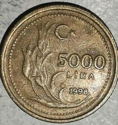 TÜRKİYE 1998    5000   LİRA