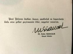MTA Sıtkı SANCAR, ıslak imzalı tebrik kartı