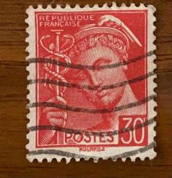 İtalya Pulu - Italy Stamp - Mektup Zarfından Kesilmiş  / Postadan Geçmiş Pul Filateli - Damgalı - ELİNDE YILANLI ASA OLAN HEYKEL TEMALI PUL, 30 PARA - YABANCI PULLAR -NOSTALJİK DOĞUM GÜNÜ HEDİYESİ