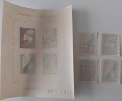 1952 TÜRKİYE KIZILAY DERNEĞİ 75.YILI ORİJİNAL HATIRA BLOKU VE SERİSİ MNH 2024 KATALOK DEĞERİ;4.450.00TL DD2RR1A ÇOK NADİR