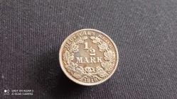 1918 ALMANYA 1/2  MARK  GÜMÜŞ