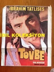 İBRAHİM TATLISES'İN TÖVBE FİLMİNİN ORİJİNAL POSTERİ - İBRAHİM TATLISES'İN OYA AYDOĞAN İLE ''TÖVBE' (1981) ADLI FİLMİN ESTET VİDEO POSTERİ, ORHAN AKSOY, MİNE FİLM - 30 x 24,5 cm EBADINDA - DÖNEMİNE AİT ORİJİNAL BASIM