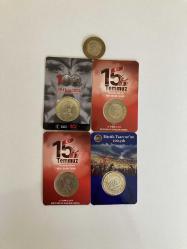2 Adet 15 Temmuz-1 adet Büyük Taarruz-1 adet 100.Yıl 5₺-1 adet Ayasofya Hediyeli Hatıra Para Lotu Seti Toplu Satış