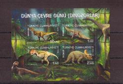 2012 Dünya Çevre Günü Dinozorlar Blok ve 3D Pul Tam Set ( 3D Pulun Tirajı 10.000 Ad.)