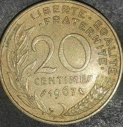 FRANSA  1967   20 CENTIME