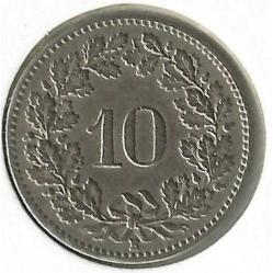 İsviçre-10 Rappen-1908-Bakır/Nikel-ÇT