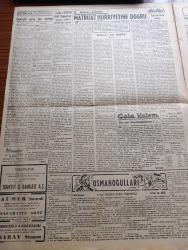 Vatan Gazetesi - 16 Mayıs 1949 - İki İhtimalden Biri Yazan Ahmet Emin Yalman Köşe Yazısı - Paris Toplantısı Hazırlıkları Devam Ediyor - Bonn Anayasası Bütün Almanya'ya Şamil Olmalı - Araplara Göre Amerika Araplara Anlaşmak Zorunda - Akdeniz Kupası Maçlarında 2. Zafer - Türkiye Yunanistanı 2 1 Mağlup Etti - Milli Maçı Radyoda Dinlerken - Ankara'da Çubuk Barajında 4 Kişi İle 300 Talebe Çarpıştı - Marshall Planının Türkiye Temsilcisi Door Marshall Planı Türkiye'yi Geri Memleket Yapmayacaktır - Osmanoğulları Yazan Feridun Fazıl Tülbentçi Yazı Dizisi - Matbuat Hürriyetini Doğru Yazan Mehmet Ali Sebük - İzmit Memleket Hastanesi İçin Bir Milyon Lira Lazım -  Rusya İrana Borcunu Ödemiyor - Kütahya'da Verem Dispanseri - İstanbul Şehir Tiyatrosu Artistleri Akhisar'da - Vasfi Rıza Zobu - Komünistler Şanghay Kapılarında Çarpışıyor - Eski İngiliz Sefirinin Anlattıkları Yazan Sir Hughe Knatchbull Hugessen Yazı Dizisi - Orta Şarktan Röportajlar Yazan Sinan Korle - Cristal Grandin Ve Ora Radyoları