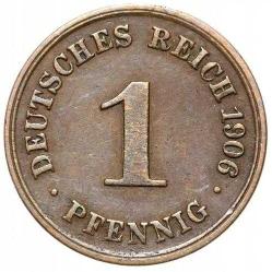 Alman İmp.-1 Pfennig-1906-Bakır-Kapamasında-ÇÇT