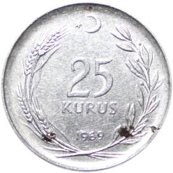 TÜRKİYE CUMHURİYETİ 25 KURUŞ 1969
