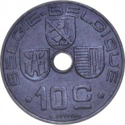 Belçika-10 Centim-1942-Çinko-Kral lll.Leopold-Kapamasında-ÇT