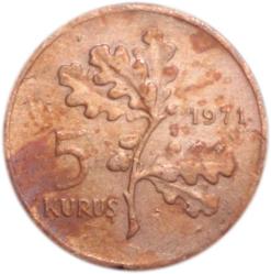 TÜRKİYE CUMHURİYETİ 5 KURUŞ 1971
