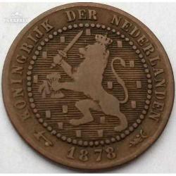 Hollanda-1 Cent-1878-Bronz-Kral lll.Wilhelm -Kapamasında-ÇT