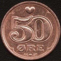 Danimarka-50 Öre-1992-Bronz-ÇÇT
