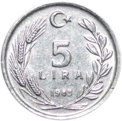 TÜRKİYE CUMHURİYETİ 5 LİRA 1983