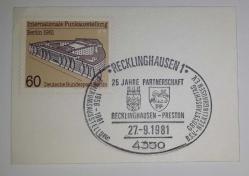 ALMANYA BERLİN 16 TEMMUZ 1981 ULUSLARARASI RADYO SERGİSİ TAM SERİ PUL ÜZERİNE ÖZEL DAMGA KAĞIT ÜZERİNE FRAĞMAN