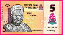 NIGERIA 5 Naira, 2019 p38 POLYMER UNC (MZT 15 343) ÇİL