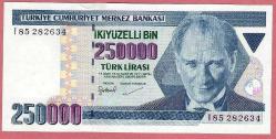 TURKEY 7. EMİSYON 250.000 TL SERIAL I 85 UNC (MZT 15 497) ÇİL