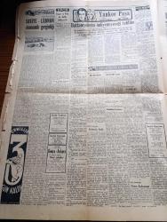 Ulus Gazetesi - 4 Nisan 1950 - Cumhurbaşkanı İsmet İnönü Bugün Konya'da - Mersin'deki Gezileri Sırasında Cumhurbaşkanı İsmet İnönü Halkın Coşkun Sevgi Gösterileriyle Karşılandı - Recep Peker Dün Büyük Bir Törenle Toprağa Verildi - Şehit Veterinerleri Anma Töreni - Ankara'da CHP Safları Sıklaşıyor - Orta Şarkta Komünist Nüfuzu Yazan Hüseyin Cahit Yalçın Köşe Yazısı - Gene O Cinayet Yazan Peyami Safa Köşe Yazısı - Kalaba İhtiyar Heyeti Beraat Etti - Beyaz Ekmek Bugün Çıkıyor - Karşıyaka'da Ziraat Bankası Bürosu - Uçan Gölgeler Yazan Server Bedi Yazı Dizisi - İnönü Ansiklopedisisin Esasları Yazan Agah Sırrı Levend - Carmen Operasında Başrolü Oynamak İçin Şehrimize Gelen Sanatkar Kitsa Domassioti Bu Akşam Radyoda Konser Verecek - Stalin Kalbinden Hastaymış - Hulusi Selek İzmir Belediye Başkanı Oldu - Uçan Dairelerin Sırları - Lüt Yolunda Yazan Kerim Ömer Çağlar Yazı Dizisi - Yankee Paşa Yazan Edison Marshall Yazı Dizisi - Haftanın Filmleri - Ferguson Ziraat Traktörleri - Çocuk Fotoğrafları