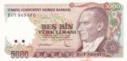 7. Emisyon B07 Serisi 5000 Türk Lirası Güzel Numaralı