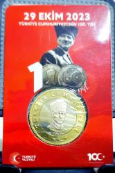 Efemera - 5 Türk Lirası 29 Ekim 1923 Özel Kartela içinde100 yıl parası - kitantik - kitaLog