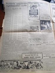 Cumhuriyet Gazetesi - 26 Nisan 1950 - Listeler Yazan Nadir Nadi Köşe Yazısı - Partilerin Radyolardan Faydalanacakları Saatler - Basın Yayın Genel Müdürlüğünde Dün Kura Çekilerek Propaganda Saatleri Tesbit Edildi - Mareşal Fevzi Çakmak'ın Vefatından Sonra Radyoevi Önünde Tahrikat Yapanların Duruşması Başladı - Attlee Kabinesi İçin Tehlikeli Bir Gün - Arap Aleminde Gerginlik - İngiltere'nin Ortaşark Kara Kuvvetleri Komutanı Sir John T. Crocker Geldi - Milli Oyunlar Ekibimiz Dün Geldi - Nazım Hikmet Hastaneye Yatırılacak - Fetih Yıldönümü Ve Bir Hamiş Yazan A. Adnan Adıvar Köşe Yazısı - Boğmaca Tedavisinde Yeni Bir Usul - İtalya'da Komünistleri Yedikleri Darbe Yazan Ömer Rıza Doğrul - Kısmet Nakleden Hatice Vildan Yazı Dizisi - Rıza Şah Pehlevinin Cenaze Merasimi - Üç Silahşörler Yazan Alexandre Dumas Çizgi Roman - Lüküs Hayat Filmi Bugünden İtibaren Azak Ve Turan Sinemalarında - Gripin - Derman Ağrı Kesici - Parker 51 Dolma Kalem - İstanbul Ankara Radyosu Programı - Bulmaca