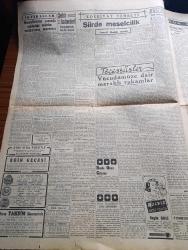 Cumhuriyet Gazetesi - 11 Mayıs 1950 - İhap,Ortadoğu'nun Emniyetini Sağlamak İçin Yazan Abidin Daver Köşe Yazısı - Nazım Hikmet'in Affedilmeyişini Protesto İçin Şair Orhan Veli Ve İki Arkadaşı da Açlık Grevine Girecek - Seçim Propagandaları Dün Akşam Sona Erdi - 19 Mayıs Gençlik Bayramı Hazırlıkları - Sunderland İngiliz Takımı Bugün Geliyor - Eski Afyon Milletvekili General Sadık Aldoğan Dün Tahliye Edildi - Truman'ın Dün Yaptığı Konuşma - Hitler Tibet'te Bir Manastırda İmiş - Florence Nightingale Tesisleri - Mussolini'nin Yanında Sakladığı Mühim Vesikaların Macerası - Şiirde Meselcilik Yazan İsmail Habib Sevük - Kısmet Nakleden Hatice Vildan Yazı Dizisi - Küçük Hikaye Yazan İlhan Tarus - Beynelmilel Bebek Sergisinin İlk Bebekleri Gelmeye Başladı - İstanbul Ankara Radyosu Programı - Bulmaca - Nevrozin Ağrı Kesici - Prestige Otomatik Tencereleri - Yalova Kaplıcaları Açıldı - Filiz Naylon Çorap - Miele Bisikletleri - Turner Harman Makinası - Baysal Çiçek Mağazası - Ansco Fotoğraf Makinesi