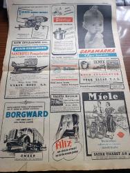 Cumhuriyet Gazetesi - 11 Mayıs 1950 - İhap,Ortadoğu'nun Emniyetini Sağlamak İçin Yazan Abidin Daver Köşe Yazısı - Nazım Hikmet'in Affedilmeyişini Protesto İçin Şair Orhan Veli Ve İki Arkadaşı da Açlık Grevine Girecek - Seçim Propagandaları Dün Akşam Sona Erdi - 19 Mayıs Gençlik Bayramı Hazırlıkları - Sunderland İngiliz Takımı Bugün Geliyor - Eski Afyon Milletvekili General Sadık Aldoğan Dün Tahliye Edildi - Truman'ın Dün Yaptığı Konuşma - Hitler Tibet'te Bir Manastırda İmiş - Florence Nightingale Tesisleri - Mussolini'nin Yanında Sakladığı Mühim Vesikaların Macerası - Şiirde Meselcilik Yazan İsmail Habib Sevük - Kısmet Nakleden Hatice Vildan Yazı Dizisi - Küçük Hikaye Yazan İlhan Tarus - Beynelmilel Bebek Sergisinin İlk Bebekleri Gelmeye Başladı - İstanbul Ankara Radyosu Programı - Bulmaca - Nevrozin Ağrı Kesici - Prestige Otomatik Tencereleri - Yalova Kaplıcaları Açıldı - Filiz Naylon Çorap - Miele Bisikletleri - Turner Harman Makinası - Baysal Çiçek Mağazası - Ansco Fotoğraf Makinesi