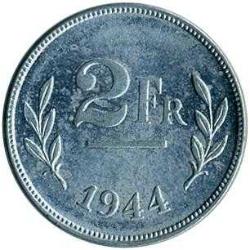 Belçika-2 Franc-1944-Galvenizli Çelik-Kral lll.Leopold-Çt