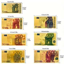 7 ADET ALTIN VARAKLI HATIRA EURO YABANCI PARA SETİ KOLEKSİYON 7 adet Euro Para Birimi Replikaları, Altın Folyo Koleksiyonluk Plastik Banknotlar (X-100)