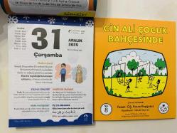 31 Aralık 2025 hediyelik orijinal Fazilet Çocuk takvim yaprağı (Cin Ali kitabı hediyeli:)