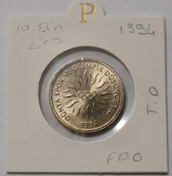 1994 Yılı Dünya Spor ve Olimpik Düşünce yılı 10 Bin Lira  FAO Tura'ya Göre Düz 0849
