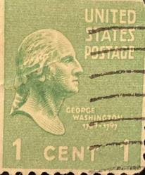 Amerika Birleşik Devletleri Pulu - USA Stamp - Mektup Zarfından Kesilmiş  / Postadan Geçmiş Pul Filateli - GEORGE WASHINGTON, 1 PARA - YABANCI PULLAR -NOSTALJİK DOĞUM GÜNÜ HEDİYESİ