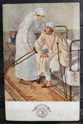 Efemera - PC.1012 YARALI ASKER VE HEMŞİRE TEMALI HİLAL-İ AHMER CEMİYETİ OSMANLI DÖNEMİ POSTA KARTI - kitantik - kitaLog