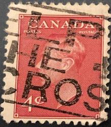 Kanada Pulu - Canada Stamp - Mektup Zarfından Kesilmiş  / Postadan Geçmiş Pul Filateli - DAMGALI - KRAL VI. GEORGE TEMALI PUL , 4 PARA - YABANCI PULLAR -NOSTALJİK DOĞUM GÜNÜ HEDİYESİ