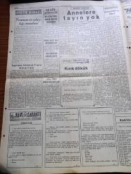 Son Haber Gazetesi - 2 Nisan 1952 - Atlantik Paktı Orduları Başkomutanı Eisenhover 400 Milyon İnsana Hitapta Bulundu - Kızıl Diktatör Stalin'in Cevabı - Mrs. Roosevelt Küçük Devletlerin Kazançlarından Bahsediyor - Zonguldak Liman İnşaatı - Amerikan Silah İmalatı - Amasya Seli - Genelkurmay Başkanımız Orgeneral Nuri Yamut Bugün Paris'e Hareket Etti - Mekkei Mükerreme De Altın Bulundu - Cumhurbaşkanı Celal Bayar'ın Karabük'te Halkla Hasbihali - Bir Nisan Şakası Diyerek Uydurulan Çok Çirkin Ve Utanılacak Yalan - Başbakan Yardımcısı Samet Ağaoğlu Kin Ve Nefret Püsküren Bir Gazeteye Cevap Verdi - Mısır Kabinesi Ağır Hükümleri İhtiva Eden Kararlar Aldı - Tanınmış Spor Tefsircisi Fransisco Silvo Ramo Radyofonik Röportaj Yaparken Elektrik Çarpmasından Öldü - Truman Ve Adaylığı Meselesi - İngiltere Veliahtı Prens Charles - Hikaye Ben Öldürmedim Yazan N.T. - Gün Çiçeğime Bu Da Böyle Bir Roman Yazan Bahar Güneşli Yazı Dizisi - Büyük Devlet Tiyatrosunda Pidelio Operası