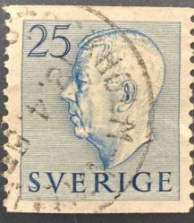 İsveç Pulu - Sweden ( Sverige ) Stamp - Mektup Zarfından Kesilmiş  / Postadan Geçmiş Pul Filateli - DAMGALI - KRAL GUSTAF VI. ADOLF TEMALI PUL, 25 PARA - YABANCI PULLAR-NOSTALJİK DOĞUM GÜNÜ HEDİYESİ