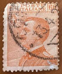 İtalya Pulu - Italy Stamp - Mektup Zarfından Kesilmiş  / Postadan Geçmiş Pul Filateli - Damgalı - KRAL III. VITTORIO EMANUELE TEMALI İTALYAN PULU, 60 PARA - YABANCI PULLAR - NOSTALJİK DOĞUM GÜNÜ HEDİYESİ