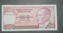 7 Emisyon F 50 001918 seri 100 Lira Çil