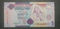 Libya Muammer Kaddafi portresi 2009 1 Dinar Çil