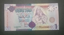 Libya Muammer Kaddafi portresi 2009 1 Dinar Çil