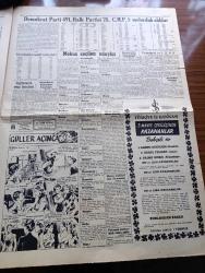 Yeni Sabah Gazetesi - 4 Mayıs 1954 - Demokratların Zaferi Yazı Yeni Sabah Gazetesi - Demokrat Parti 491 Halk Partisi 28 Cumhuriyetçi Millet Partisi De 5 Mebusluk Kazandılar - 10. Devre Millet Meclisi 14 Mayıs'ta Toplanacak - Mecidiyeköy İle Yenikapı Arasında Metro Tesisleri İçin İlk Sondaj Yapıldı - Basketbol Maçları - Ramazan Sohbetleri - Demokrat Parti Ve CHP İl Başkanlarının Demeci - Sevil Gülü Yazan Earl Lordrey Yazı Dizisi - Kırık Kalp Hazırlayan Stan Drake Çizgi Roman - Yersiz Kuruntu Ve Üzüntüye Çare Yazan A.J. Cronin - Hacivat İle Karagöz - Amerikan Dışişleri Bakanı John Foster Dulles'ın İstifa Edeceği Haberi Yalanlandı - Pulitzer Mükafatı - Hollywood'un Pin Müsabakaları Ve Fotoğraf Matineleri - Hz. Hasan Ve Hüseyin Yazan Kadircan Kaflı - Büyükşehir Asker Gruenther Yazan Muammer Kaylan - Lale Oraloğlu Puro Tuvalet Sabunu Kullanıyorum Diyor - Güller Açınca Çizgi Roman - Gripin - Vel Çit Yağlı Krem Saç Boyası - Mobilgas