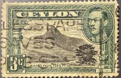 Sri Lanka Pulu - Sri Lanka ( Ceylon) Stamp - Mektup Zarfından Kesilmiş  / Postadan Geçmiş Pul Filateli - Damgalı -  KRAL VI. GEORGE RESİMLİ ADEM TEPESİ  TEMALI PUL, 3 PARA - YABANCI PULLAR -NOSTALJİK DOĞUM GÜNÜ HEDİYESİ