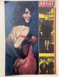 ÇEŞİTLİ DERGİ,GAZETE,POSTER,AFİŞ VE BROŞÜRLERDEN KOPYALANMIŞ TÜRKAN ŞORAY'IN FOTOĞRAFININ YER ALDIĞI TIPKI BASIM 39 x 22 EBADINDA,ARTİST DERGİSİ