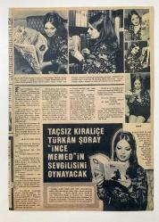 ÇEŞİTLİ DERGİ,GAZETE,POSTER,AFİŞ VE BROŞÜRLERDEN KOPYALANMIŞ TÜRKAN ŞORAY'IN FOTOĞRAFININ YER ALDIĞI TIPKI BASIM 37 x 26 EBADINDA,7 GÜN DERGİSİ
