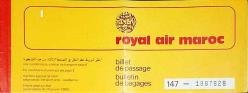 Efemera - ROYAL AIR MAROC - FAS  HAVA YOLLARI UÇAK BİLETİ - 1978 YILI - kitantik - kitaLog