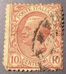 İtalya Pulu - Italy Stamp - Mektup Zarfından Kesilmiş  / Postadan Geçmiş Pul Filateli - Damgalı - KRAL III. VITTORIO EMANUELE TEMALI İTALYAN PULU, 10 PARA - YABANCI PULLAR - NOSTALJİK DOĞUM GÜNÜ HEDİYESİ