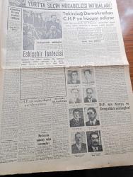 Cumhuriyet Gazetesi - 20 Nisan 1954 - El Şakası Yok Yazan Nadir Nadi Köşe Yazısı - Adnan Menderes Dün Erzurum'da İlköğretim Seçim Konuşmasını Yaptı - İsmet İnönü Dün İskenderun Ve Antakya'da Konuşma Yaptı - İspanya Dün Genç Takımlar Dünya Şampiyonluğunu Kazandı - Miting Bozma Yarışı - Tarabyadaki Konak Oteli Tamamen Yandı -  Demokrat Parti Dün Silivri'de Bir Miting Yaptı - 1954 Cannes Sinema Festivali Yazan Aydemir Balkan Yazı Dizisi - İnce Memed Yazan Yaşar Kemal Yazı Dizisi - Laikliği Korumanın Çareleri Yazan Doktor Nurullah Kunter - Resim Ve Sanat Galerisi Dün Törenle Açıldı - Kıbrıs'ta Papazların Faaliyeti Artıyor - Avrupa Birliği Planı - Burhan Felek Köşe Yazısı - İstanbul Ankara Radyosu Programı - Büyük Adli Hatalar Bir Rezalet Çeviren Mazhar Kunt Yazı Dizisi - Yurtta Seçim Mücadelesi İntibaları - CHP'nin Seçim Afişleri Yırtılıyormuş - Adnan Menderes'in Yapacağı Radyo Konuşmaları - Sarayların Aşk İlahesi Desiree Yazan Annemarie Selinko Yazı Dizisi - Lale Oraloğlu