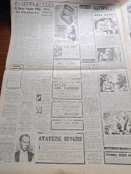 Cumhuriyet Gazetesi - 25 Nisan 1954 - Seslenen Gün Yazan Nadir Nadi Köşe Yazısı - Celal Bayar Dün Diyarbakır ve İskenderun'da Konuştu - İsmet İnönü Samsun'a Vardı - Adnan Menderes İsmet İnönü'nün Sözlerine Dün Samsun'da Cevap Verdi - CHP İktidara Gelirse Kendini Asacak İhtiyar Süleyman Şah - İzmir'deki Çocuk Balosu - Türkiye Pakistan Paktı Ve Suudi Arabistan - Beşiktaş'ın Kasımpaşa İle Berabere Kaldı- Veremden Ölüm Sayısı Azalıyor - İnce Memed Yazan Yaşar Kemal Yazı Dizisi - 1955 Cannes Sinema Festivali Yazan Aydemir Balkan Yazı Dizisi - Ahırkapı Feneri Yazan Hasan Ali Yücel Köşe Yazısı - Galatasaray Bugün Vefa İle Karşılaşıyor - Fransa'da Bir Futbol Skandalı - Büyük Adli Hatalar Koca Katili Çeviren Mazhar Kunt Yazı Dizisi - Doğu'da Seçimi İşine Şeyhlerin Rüyaları Ve Hurafeler Karışıyor Yazan Yaşar Kemal