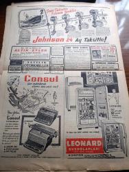 Cumhuriyet Gazetesi - 8 Mayıs 1954 - Hırs Belası Yazan Nadir Nadi Köşe Yazısı - CHP'de Beliren Fikir İhtilafları Patlak Verdi - Malatya Seçimi - 20 Şehit Neredesin Avukatı Naboland'ın Satılmasını İstedi - Çocuk Müsabakamız - Ruslar NATO'ya Alınmıyor - Cumhuriyet Gazetesi 30 Yaşına Bastı - Rus Notasına Dün Cevabımızı Gönderdik - Hindiçini'de Dien Bien Fu Kalesi Düştü - Tokyo'da Dünya Serbest Güreş Şampiyonası - İnce Memed Yazan Yaşar Kemal Yazı Dizisi - Boğaza Yapılacak Asma Köprüyü Amerikalılara Yapmaya Talip - Irak'ta Komünistlerle Mücadele Şiddetlendi - Truman Amerikan Dış Siyasetini Tenkid Etti - Film Yıldızı Ayfer Feray Puro Tuvalet Sabunu Kullanıyorum Diyor - Basketbol Maçlarında 19 Seyirciden 5000 e Yazan Cem Atabeyoğlu - Büyük Adli Hatalar Katil Kim Çeviren Mazhar Kunt Yazı Dizisi - İngiltere'nin Kral Kupası Maçından Enteresan Notlar - 117 Numaralı Ajan Yazı Dizisi - Sarayların Aşk İlahesi Desiree Yazan Annemarie Selinko Yazı Dizisi - Tursil - Leonard Buzdolabı
