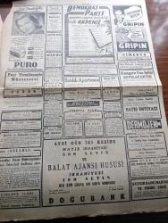 Cumhuriyet Gazetesi - 23 Mayıs 1954 - Yeni Kabineye Güven Yazan Nadir Nadi Köşe Yazısı - Demokrat Parti Meclis Grupunun Mühim İçtimai - 1954 Seçimlerinin Resmi Neticeleri Dün İlan Edildi - Seçime İştirak Yüzde 88,63 Demokrat Parti  Oyların Yüzde 58,42 sini CHP Yüzde 35,11 ni Aldılar - İşçiler Grev Hakkının Tanınmasını İstiyorlar - İstanbul'da Üç Yeraltı Garajı Yapılacak - Alaeddin Eriş İstanbul Emniyet Müdürü Oldu -  Dünya Serbest Güreş Şampiyonası Dün Başladı - Konsolosun Karısı Yazan Nihal Karamağaralı Yazı Dizisi - Hazreti Ali'den Yazan Hasan Ali Yücel Köşe Yazısı - Mısır İle Suriye Arasında Gerginlik - Galatasaray İstanbulspor'u 3 2 Mağlup Etti - Beşiktaş Vefa ile Bugün Karşılaşıyor - Türk Bale Sanatkarları Nasıl Yetiştiriliyor - Sarayların Aşk İlahesi Desiree Yazan Anne Marie Selinko Yazı Dizisi - Kıymetli Sanatkar Lale Oraloğlu Puro Tuvalet Sabunu Kullanıyorum Diyor - Gül Kupası Atletizm Yarışları